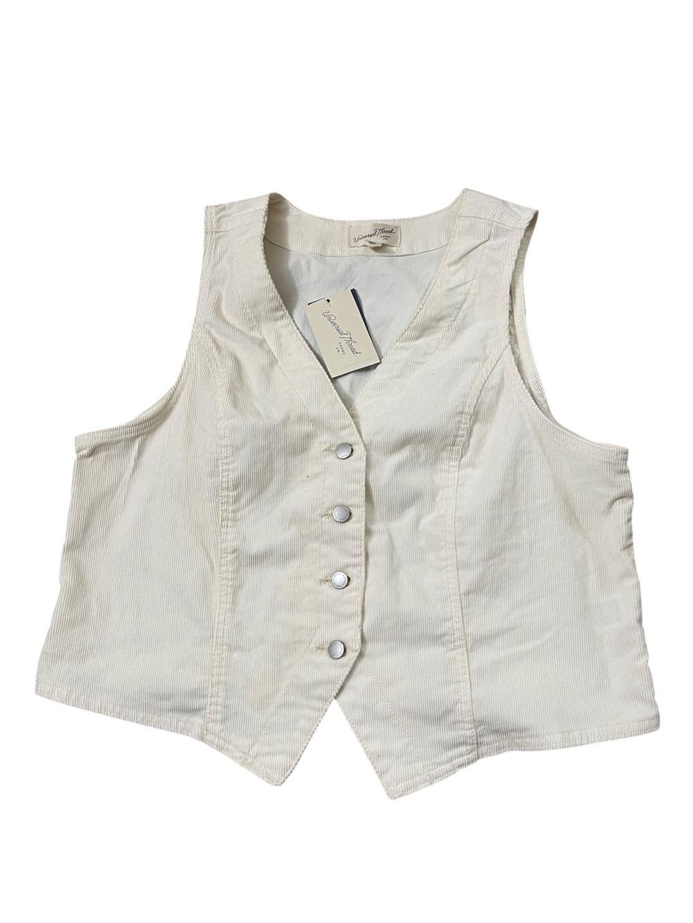 Universal Thread Cream Corduroy Button-Front Women's Vest